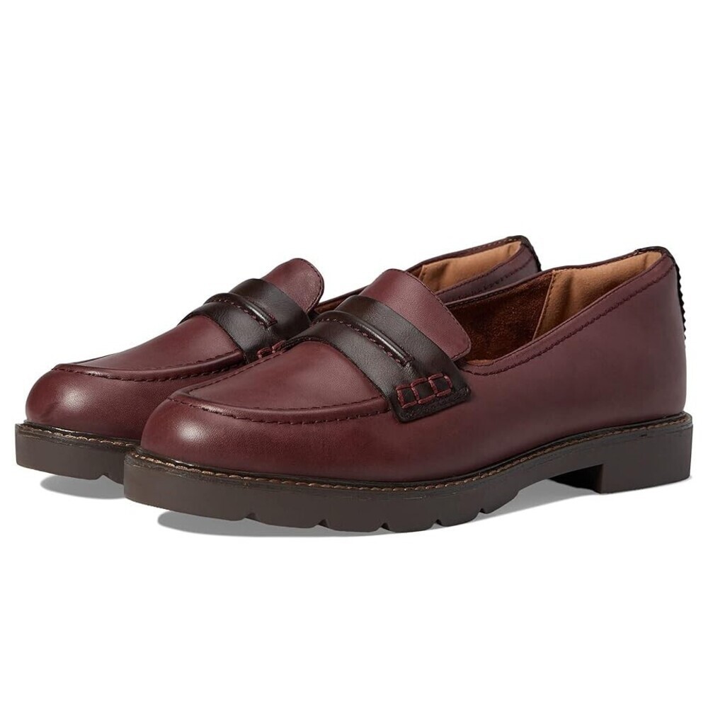 Cobb Hill Janney Loafer Women's US 7 Red Leather Round Toe Slip-On Shoes ZAP1004